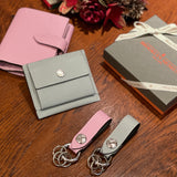 [French calf]<br>mini snap wallet<br>color: ice gray