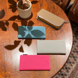 [French calf] <br>L zip long wallet<br>color: Jean blue