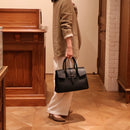 [シュリンクレザー×クロコパターンレザー]<br>ヴォヤージュMバッグ<br>color：ブラック<br>【５月下旬入荷予定】