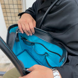 [French calf] <br>Royal M tote bag<br>Color: Navy x Turquoise stitch x Interior turquoise<br>[Scheduled to arrive in early August]