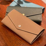 [French calf] <br>flap long wallet<br>color: taupe