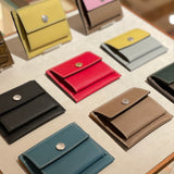 [French calf] <br>mini snap wallet<br>color: Jean blue