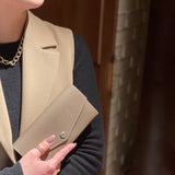 [French calf] <br>flap long wallet<br>color: taupe