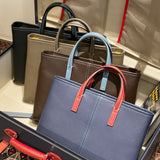 [French calf] <br>Bercy tote bag<br>color: dark brown x aqua blue