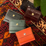 [French calf] <br>mini snap wallet<br>color: dark green