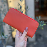 [French calf] <br>L zip long wallet<br>color: orange