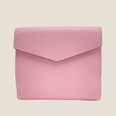 [フレンチカーフ] <br>ホックアップウォレット<br> color：モーヴピンク×オフホワイトステッチ<br>【５月下旬入荷予定】