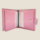 [フレンチカーフ] <br>ホックアップウォレット<br> color：モーヴピンク×オフホワイトステッチ<br>【５月下旬入荷予定】