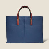 [フレンチカーフ] <br>ベルシー トートバッグ<br>color：インクブルー×レッド<br>【ご予約受付中：お届け目安３ヶ月程】
