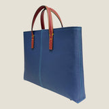 [フレンチカーフ] <br>ベルシー トートバッグ<br>color：インクブルー×レッド<br>【ご予約受付中：お届け目安３ヶ月程】