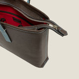 [French calf] <br>Bercy tote bag<br>color: dark brown x aqua blue