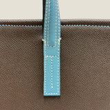[French calf] <br>Bercy tote bag<br>color: dark brown x aqua blue