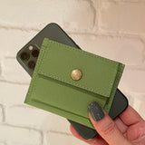 [French calf] <br>mini snap wallet<br>color: citroen green<br>[Made to order]