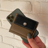 [French calf] <br>mini snap wallet<br>color: navy x taupe