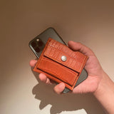[Color Crocodile] <br>mini snap wallet <br>color: orange