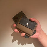 [French calf] <br>mini snap wallet<br>color: navy x taupe