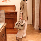 [シュリンクレザー×クロコパターンレザー]<br>ヴォヤージュMバッグ<br>color：トープ
