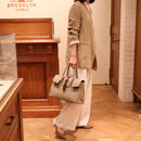 [シュリンクレザー×クロコパターンレザー]<br>ヴォヤージュMバッグ<br>color：トープ