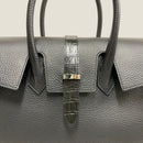 [シュリンクレザー×クロコパターンレザー]<br>ヴォヤージュMバッグ<br>color：ブラック<br>【５月下旬入荷予定】
