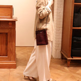 [Croc pattern]<br>Box sacoche L<br>color: dark brown