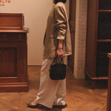 [Shrink leather]<br>postman mini shoulder<br>color: black