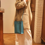 [French calf]<br>Box sacoche L<br>color: Jean blue