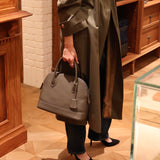 [Shrink leather] <br>round shoulders<br>color: ethane gray