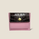 [Croco pattern x French calf] <br>Mini -snap wallet<br>color: Dark Brown x Mauv Pink