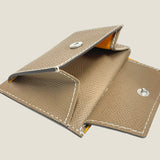 [Croc pattern x French calf] <br>mini snap wallet<br>color: black x taupe