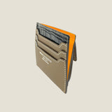 [Croc pattern x French calf] <br>mini snap wallet<br>color: black x taupe