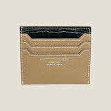 [Croc pattern x French calf] <br>mini snap wallet<br>color: black x taupe