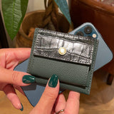 [Croc pattern x French calf] <br>mini snap wallet<br>color: black x dark green