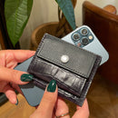 [French Calf x Croco Pattern] <br>Mini -snap wallet<br>Color: Navy x Navy