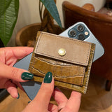 [French calf x crocodile pattern] <br>mini snap wallet<br>color: taupe x khaki