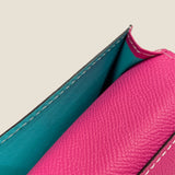 [French calf] <br>Thread gusset card case<br>color: magenta pink