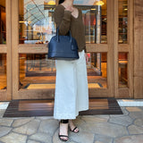 [Shrink leather] <br>round shoulders<br>color: navy