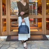 [Shrink leather] <br>round shoulders<br>color: navy