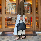 [Shrink leather] <br>round shoulders<br>color: black