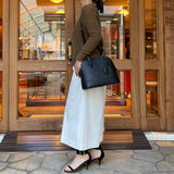 [Shrink leather] <br>round shoulders<br>color: black