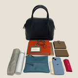 [Shrink leather] <br>round shoulders<br>color: navy