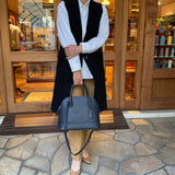 [Shrink leather] <br>round shoulders<br>color: navy