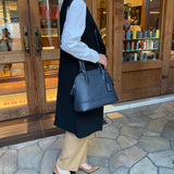 [Shrink leather] <br>round shoulders<br>color: navy