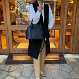 [Shrink leather] <br>round shoulders<br>color: black