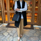 [Shrink leather] <br>round shoulders<br>color: black