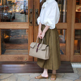 [シュリンクレザー×クロコパターンレザー]<br>ヴォヤージュMバッグ<br>color：トープ