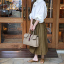 [シュリンクレザー×クロコパターンレザー]<br>ヴォヤージュMバッグ<br>color：トープ