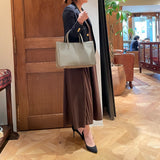 [フレンチカーフ] <br>マチトートバッグ<br>color：トープ