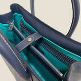 [French calf] <br>gusset tote bag<br>color: ink blue<br>[Made to order]