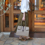 [シュリンクレザー×クロコパターンレザー]<br>ヴォヤージュLバッグ<br>color：トープ