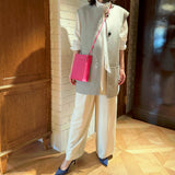 [French calf]<br>Box sacoche L<br>color: magenta pink